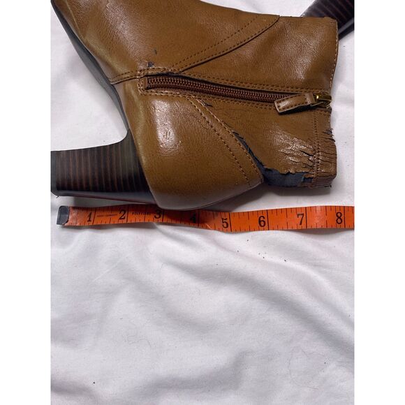 Franco Sarto Womens 8M L-Track Leather Zipper Block Heel Ankle Booties - Picture 10 of 11